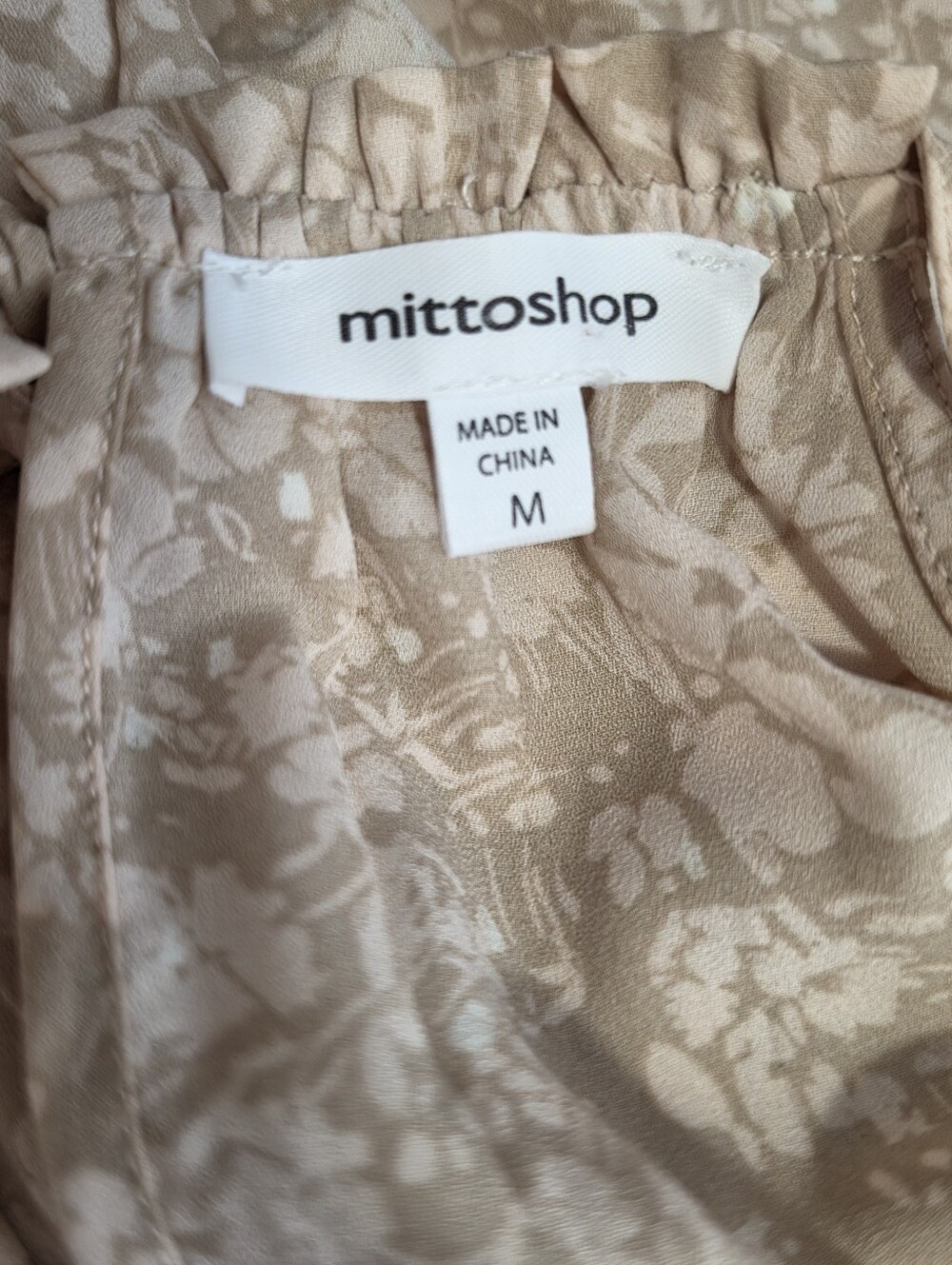 Mittoshop Beige Floral Halter Tiered Mini Dress Medium - Picture 2 of 5
